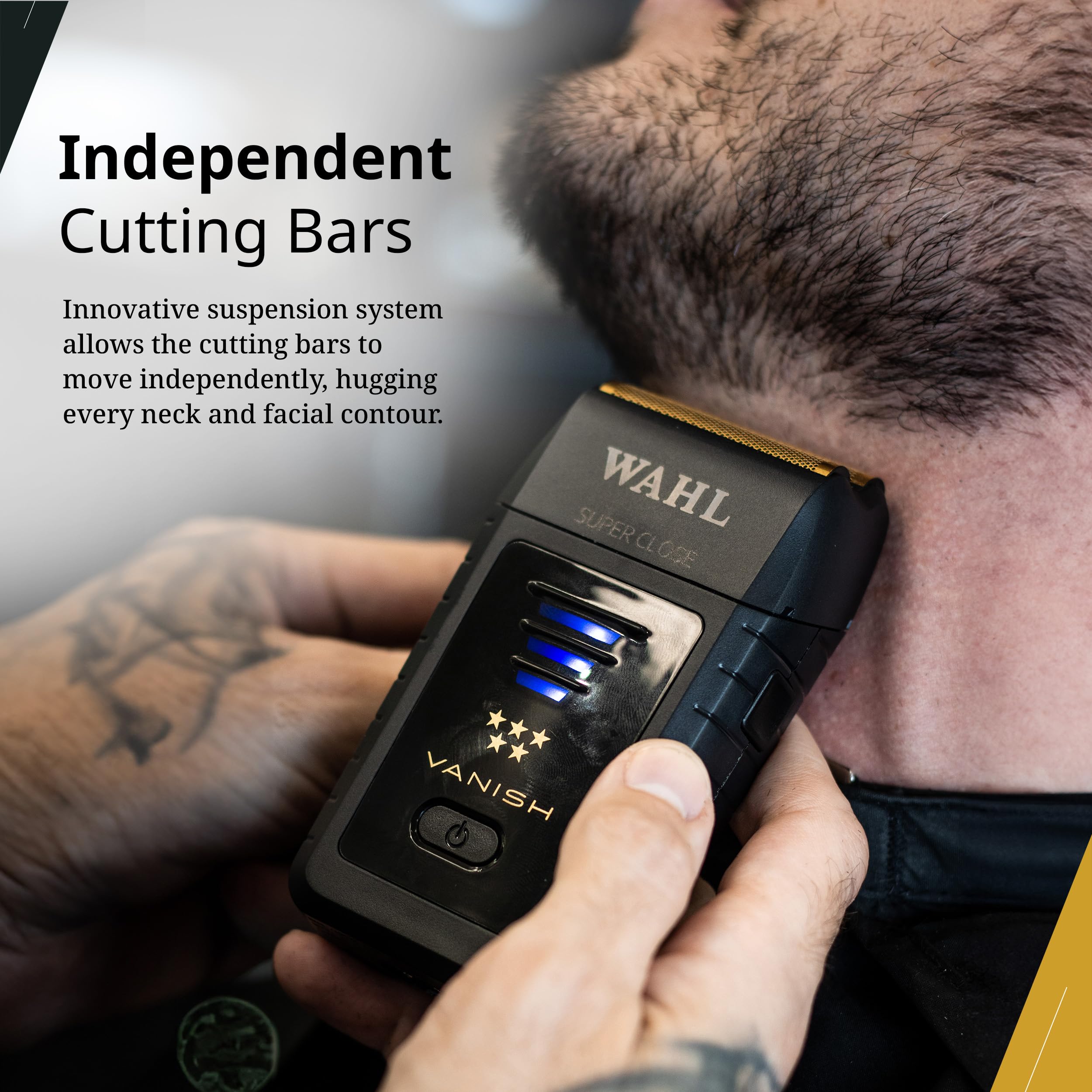 Wahl Vanish side grip detail with textured finger rests for improved handling