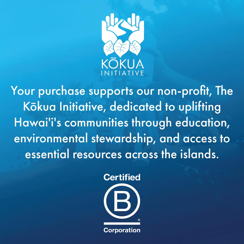 Waiakea close-up of bottle cap and label showing recycled Oceanplast material