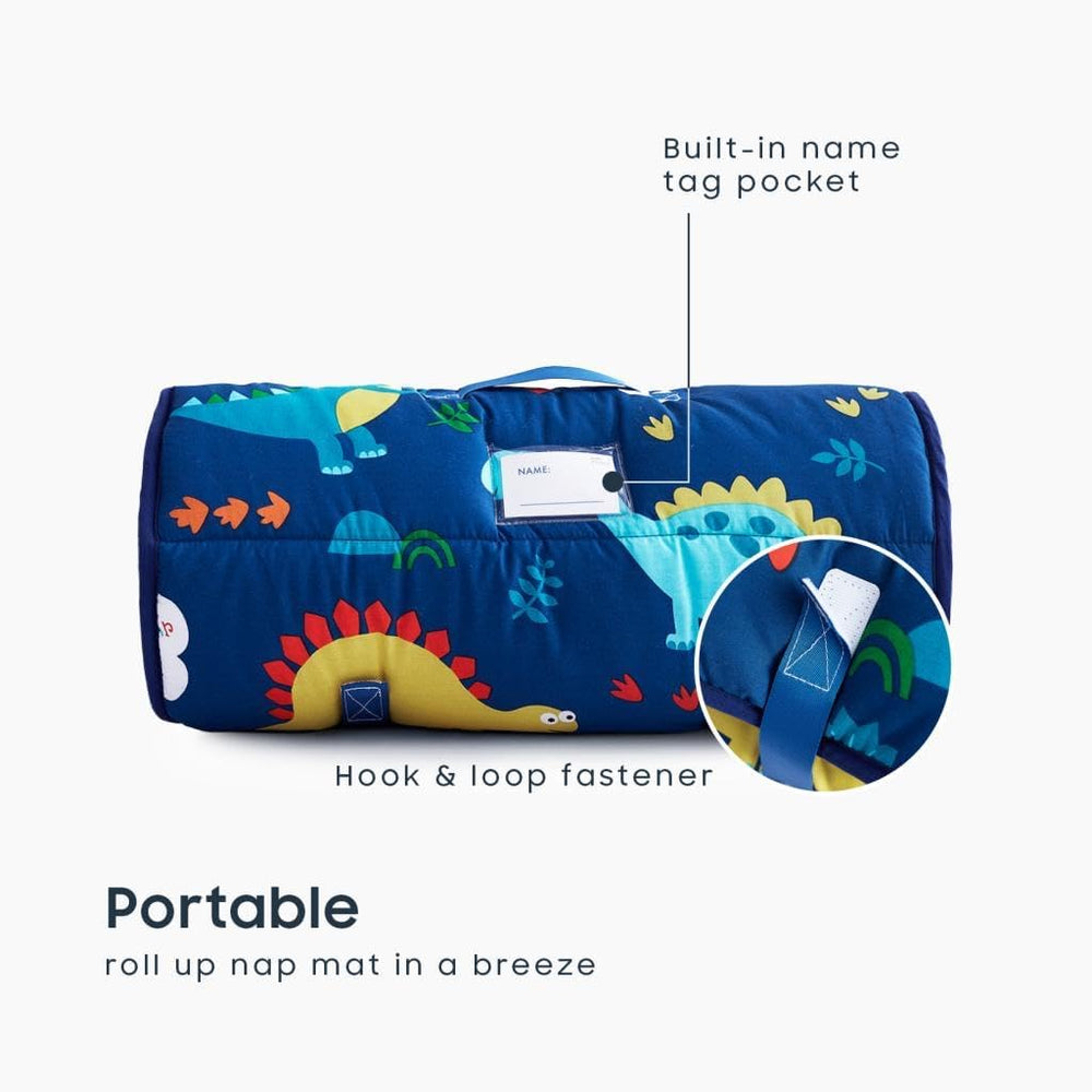 Wake In Cloud rolled mat with handle and hook-and-loop strap proving easy transport