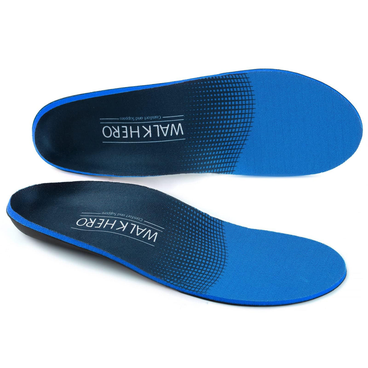 WALK·HERO front view of arch inserts showing full-length design and cushioning benefit