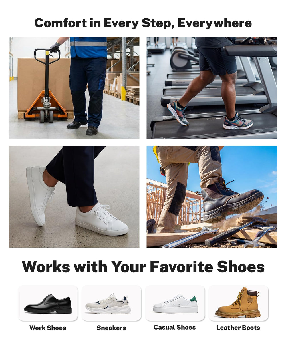 WALK·HERO layered cross-section showing EVA and OrthoLite for shock absorption benefit