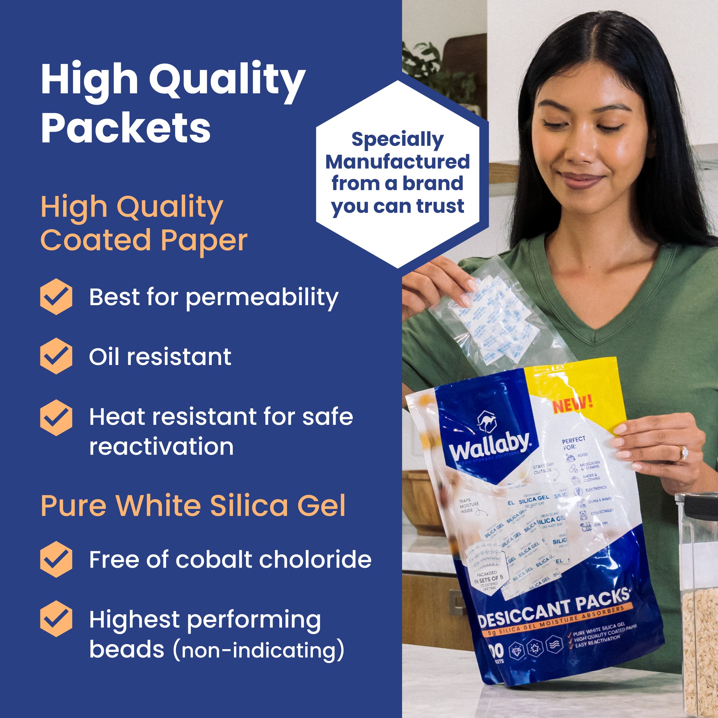Wallaby packet inside sealed food container protecting spices and vitamins from humidity