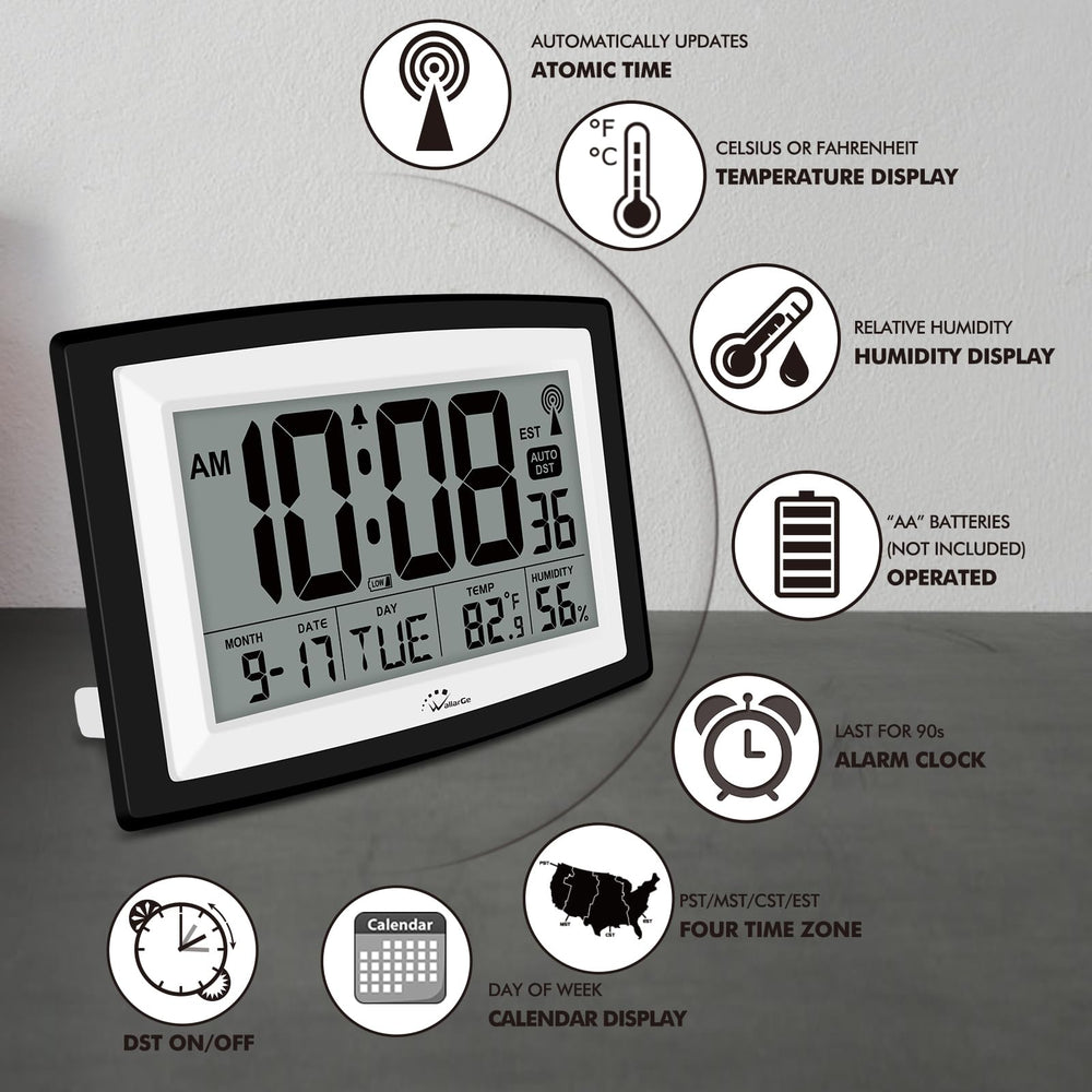 WallarGe clock control panel and label showing simple settings and benefits