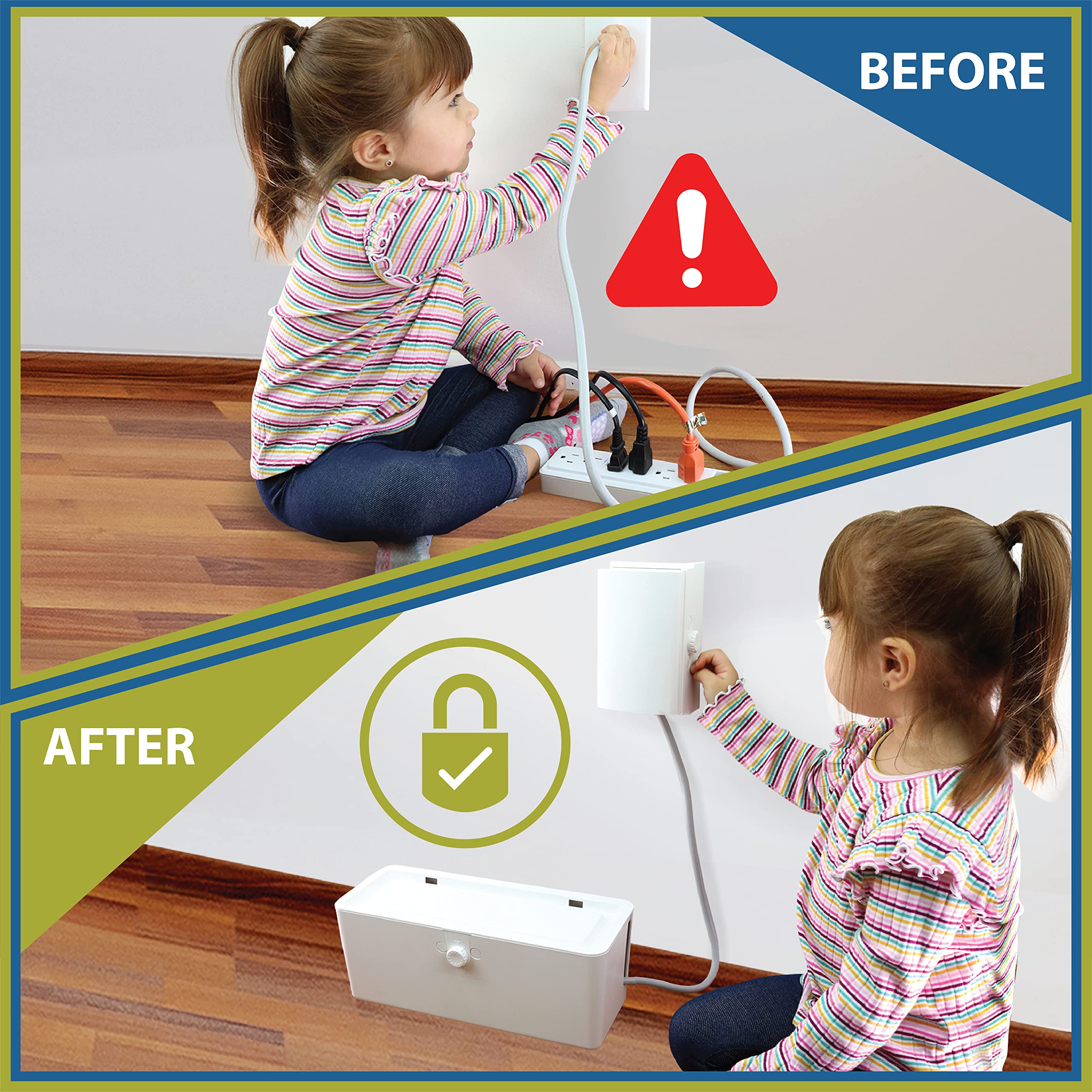 Wappa Baby power strip cover box front view protecting power strip from kids