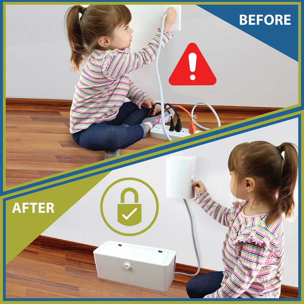 Wappa Baby power strip cover box front view protecting power strip from kids