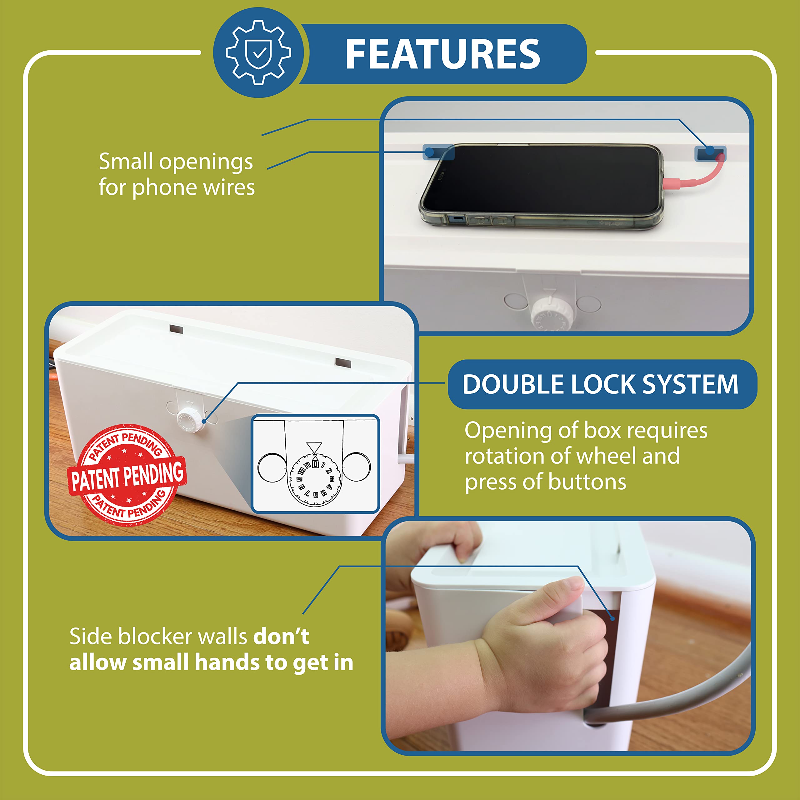 Wappa Baby side openings with cords routed neatly for organized cables