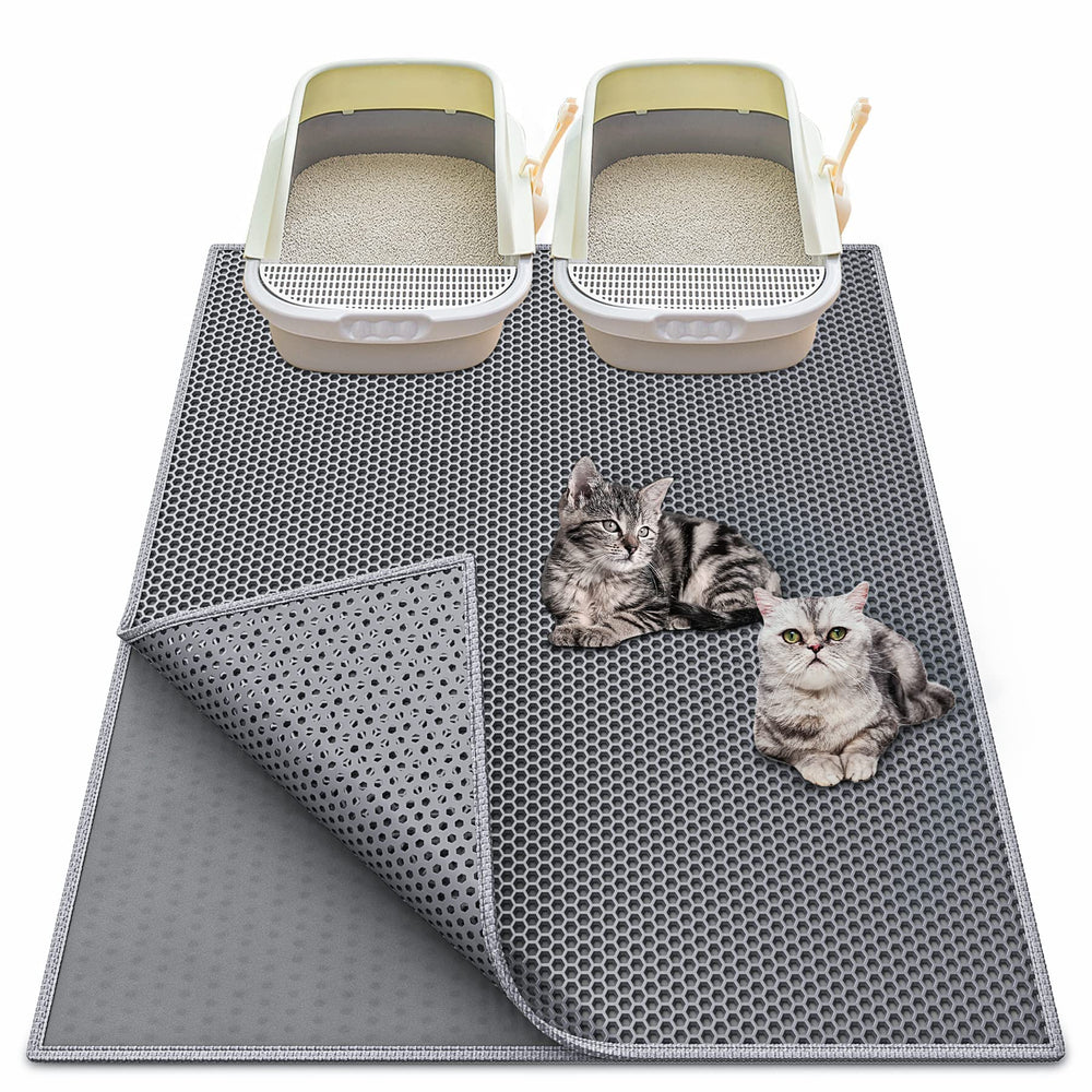 Waretary front view of XL grey mat showing full coverage benefit