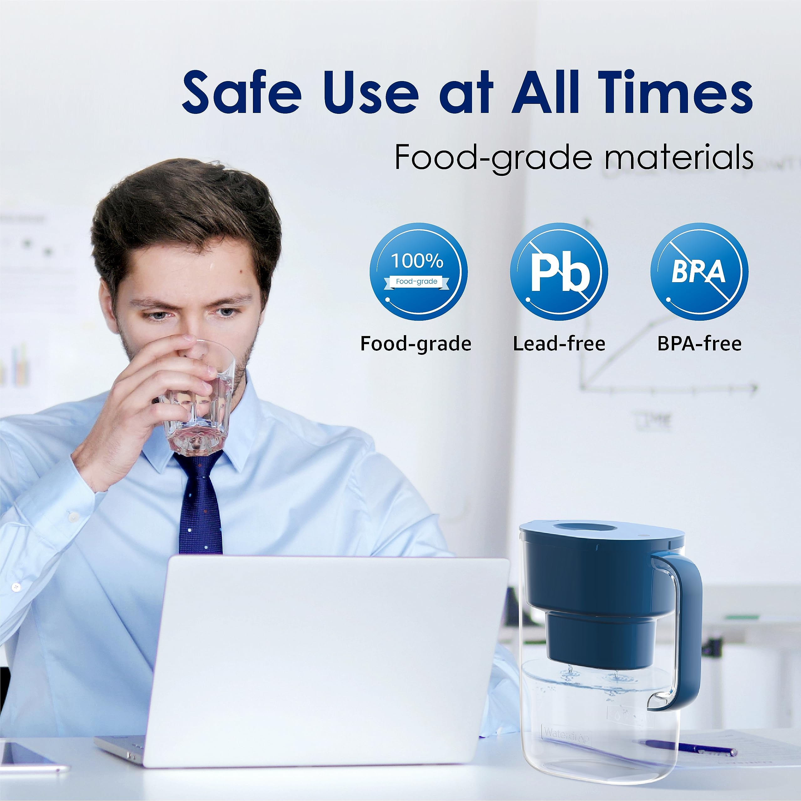 Waterdrop PT-07C in a kitchen scene on counter showing everyday lifestyle use and improved taste