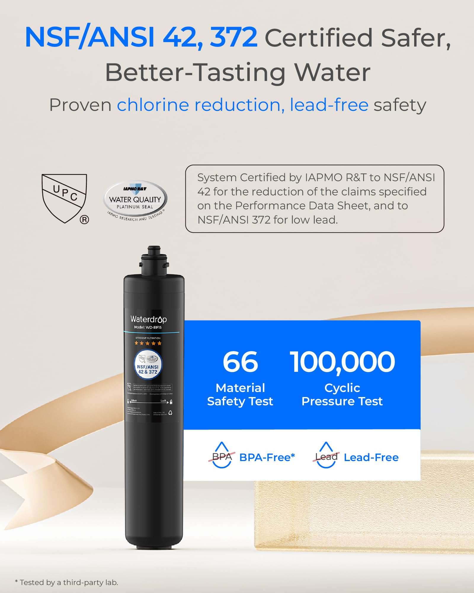 Waterdrop RF15 inline on refrigerator water line demonstrating fridge compatibility