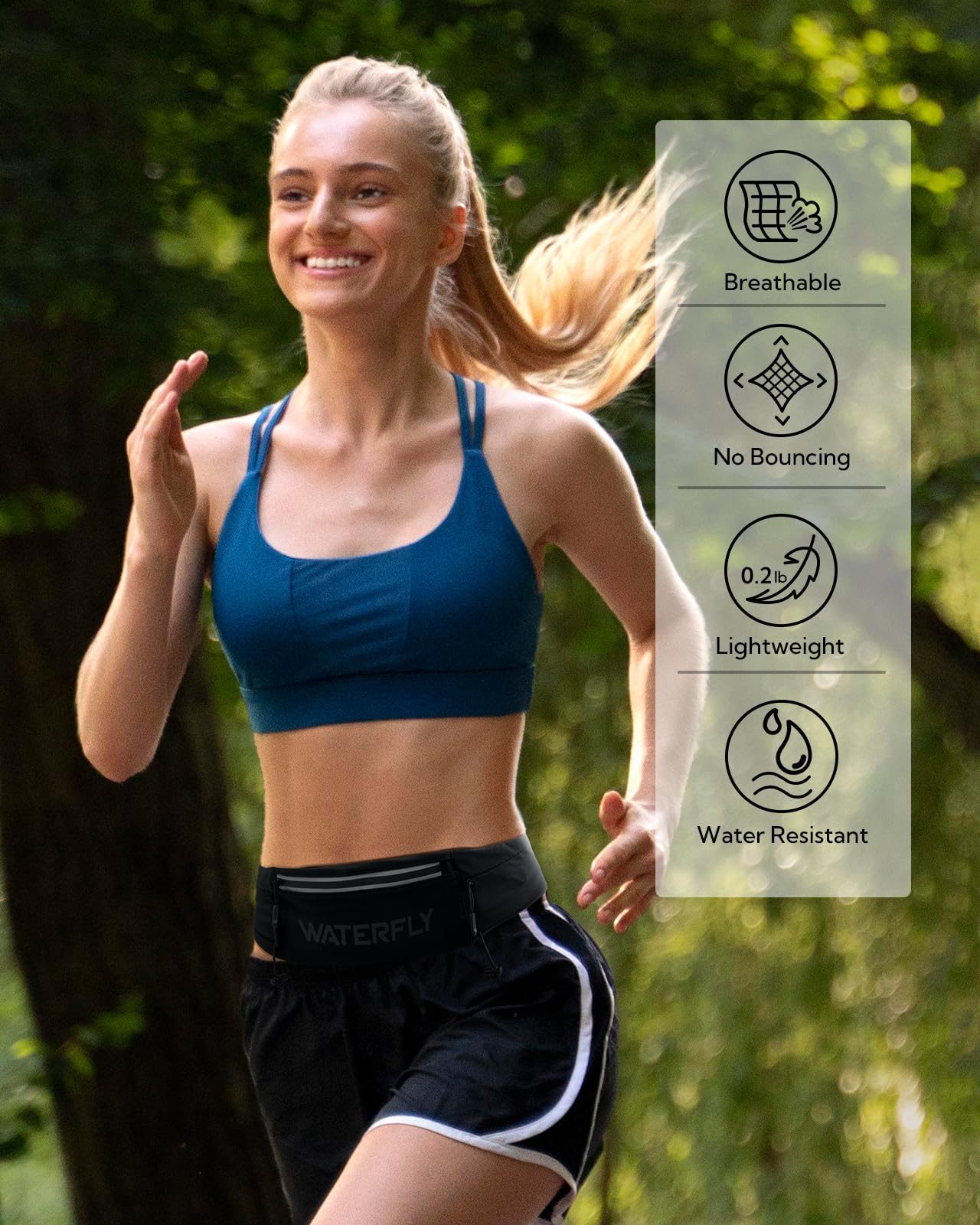 WATERFLY back mesh detail highlighting breathable design for comfort during runs