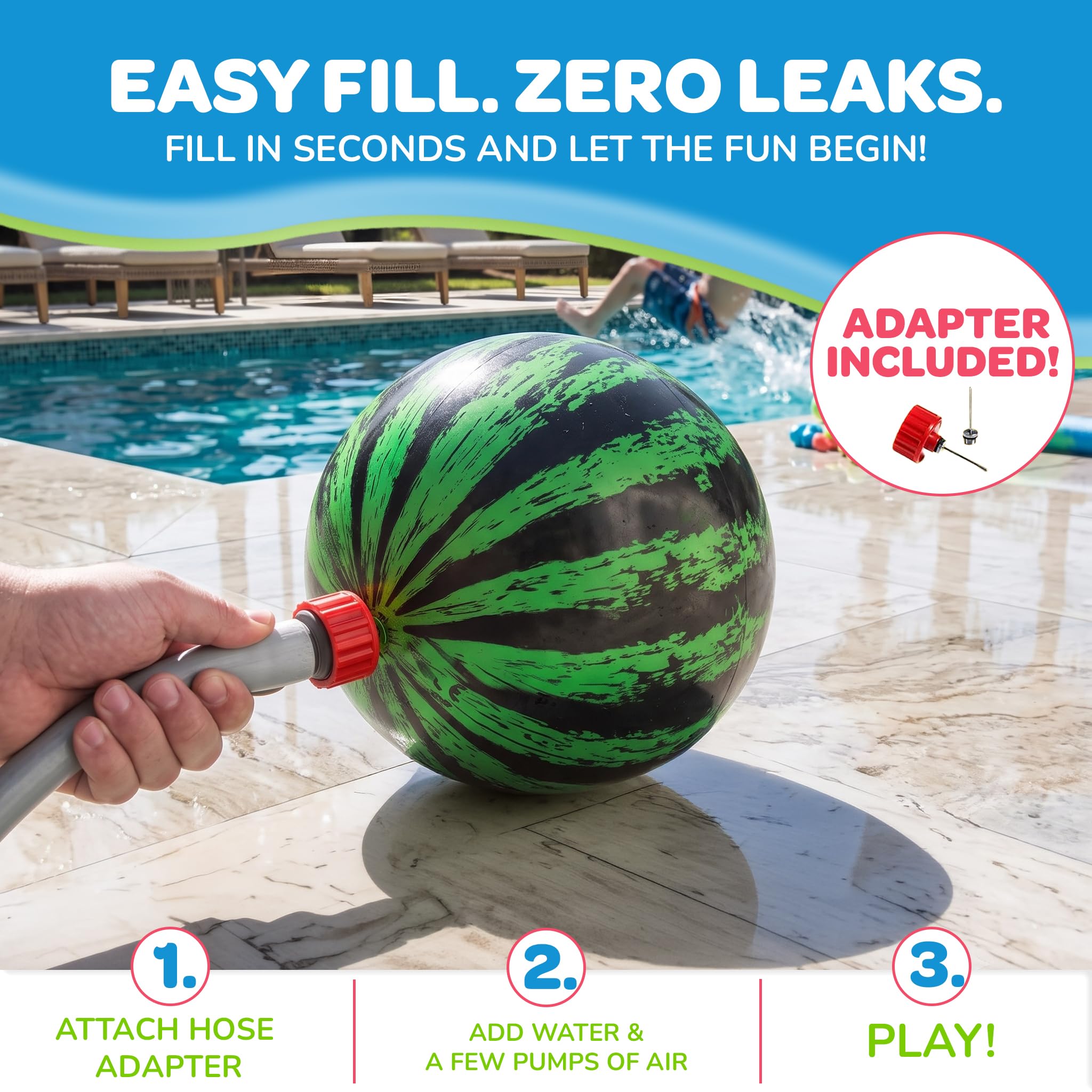 Group tossing Watermelon Ball in pool encouraging teamwork and exercise