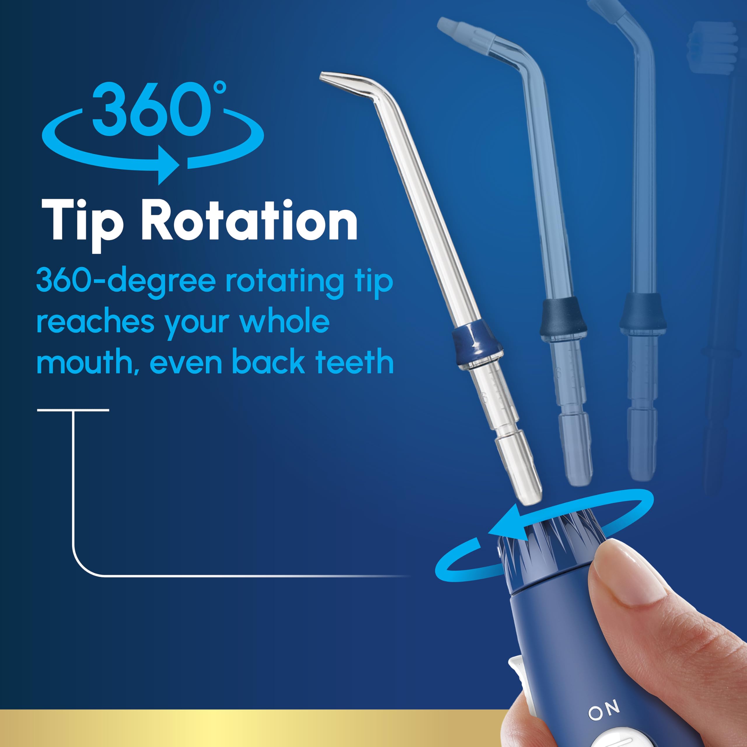 Waterpik unit beside common items showing compact size for small bathrooms