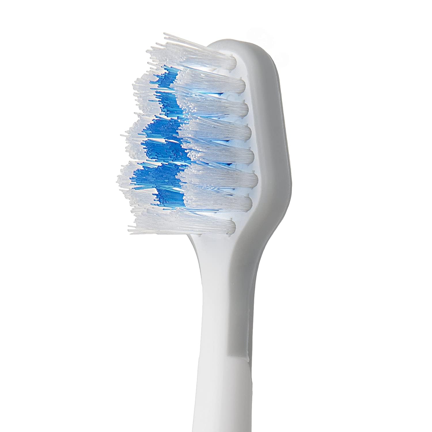 Waterpik close-up of high-low bristles demonstrating improved plaque removal