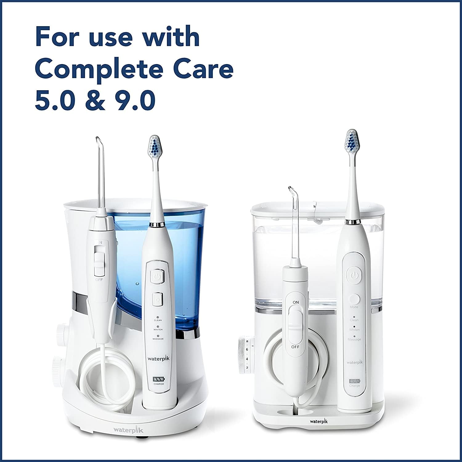 Waterpik brush head mounted on handle in use for effective daily brushing