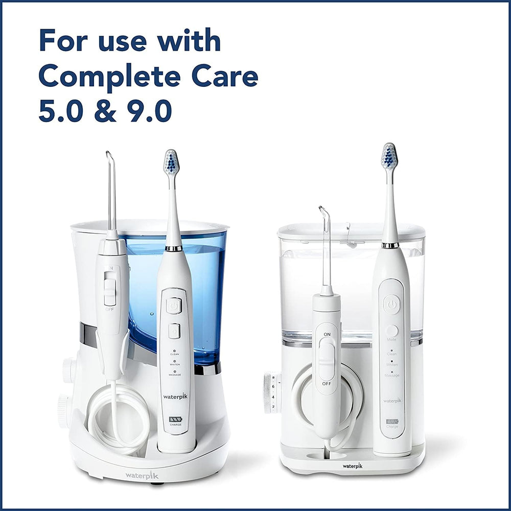 Waterpik brush head mounted on handle in use for effective daily brushing
