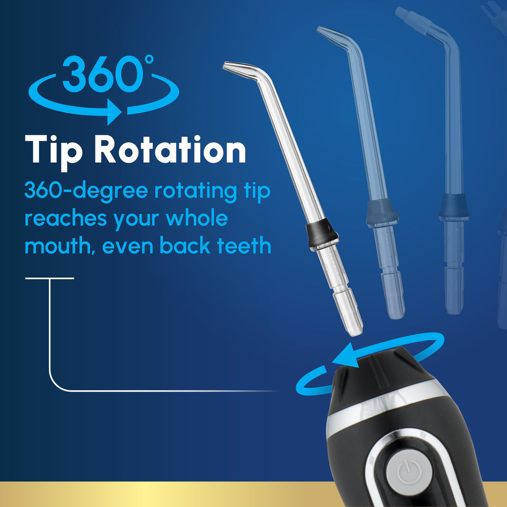 Waterpik used in shower setting showing waterproof design and convenient daily use benefit