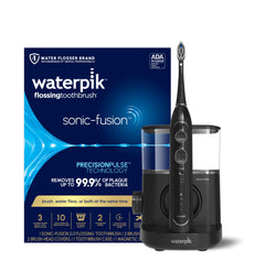 Waterpik Sonic‑Fusion front view showing unit and reservoir for efficient combined cleaning