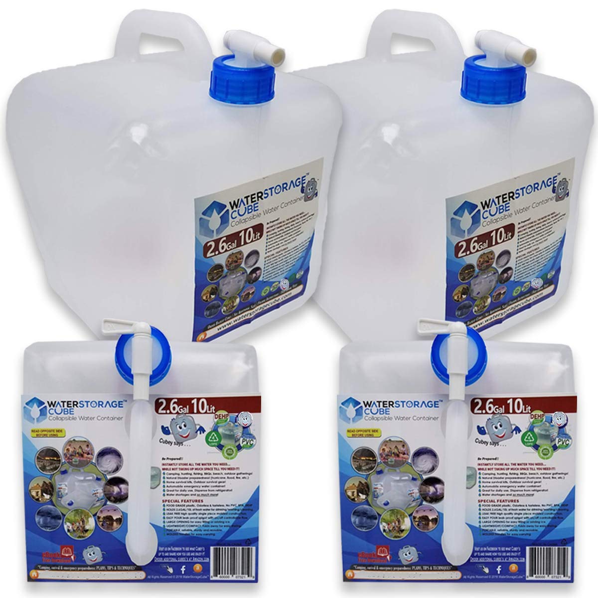 WaterStorageCube front view of two-pack showing compact design and labeling