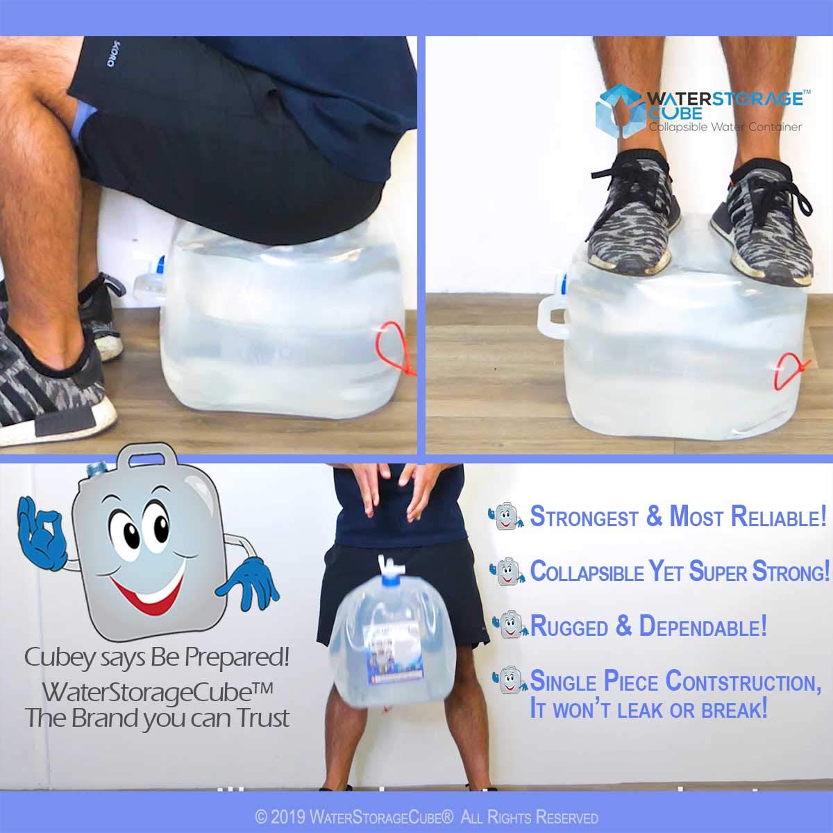 WaterStorageCube soft molded handle and profile for comfortable carrying