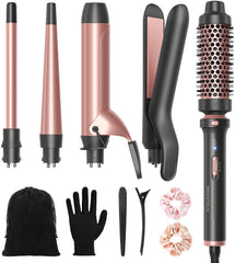 wavytalk front view showing handle and all five attachments for versatile styling