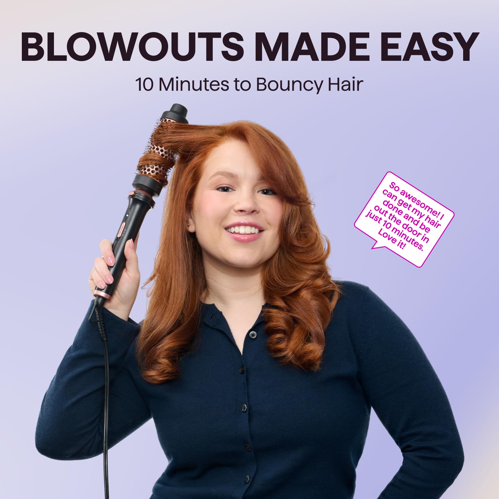 wavytalk styling in use creating loose curls demonstrating quick salon-like results