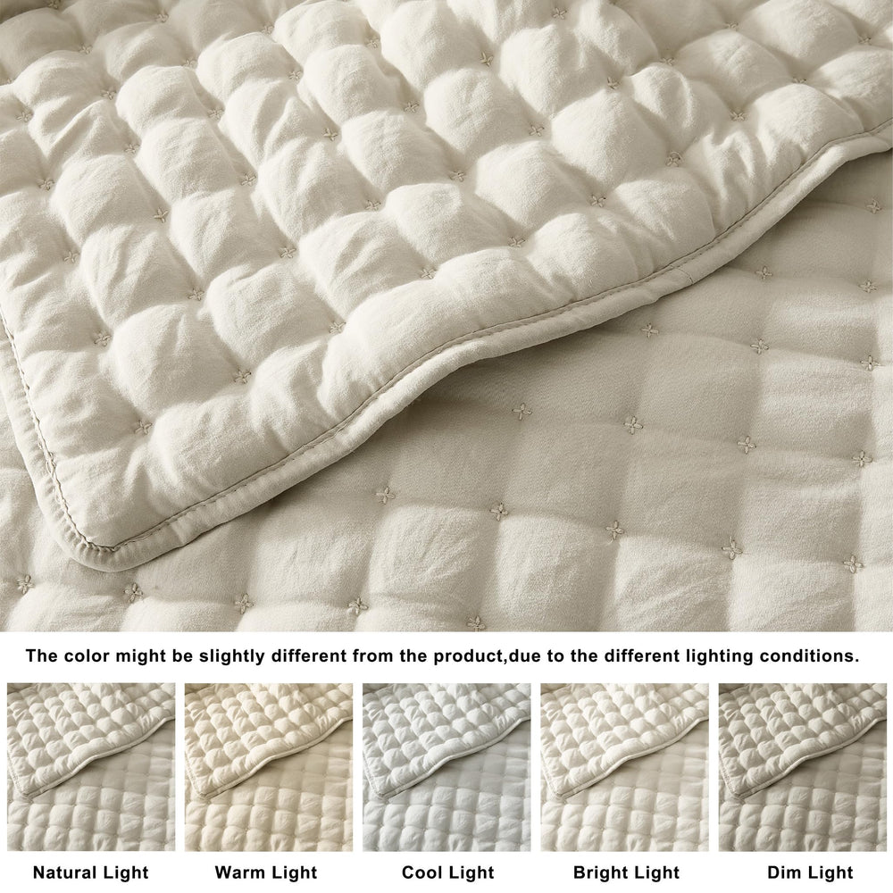 WDCOZY close-up of gold cross-stitching and soft brushed texture for comfort