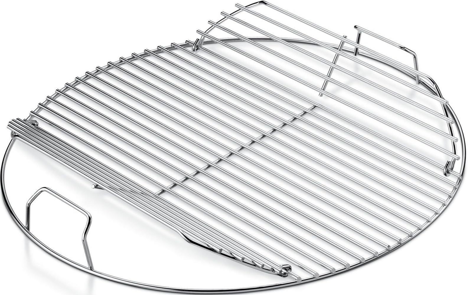 Weber hinged grate front view showing sturdy plated-steel and easy access