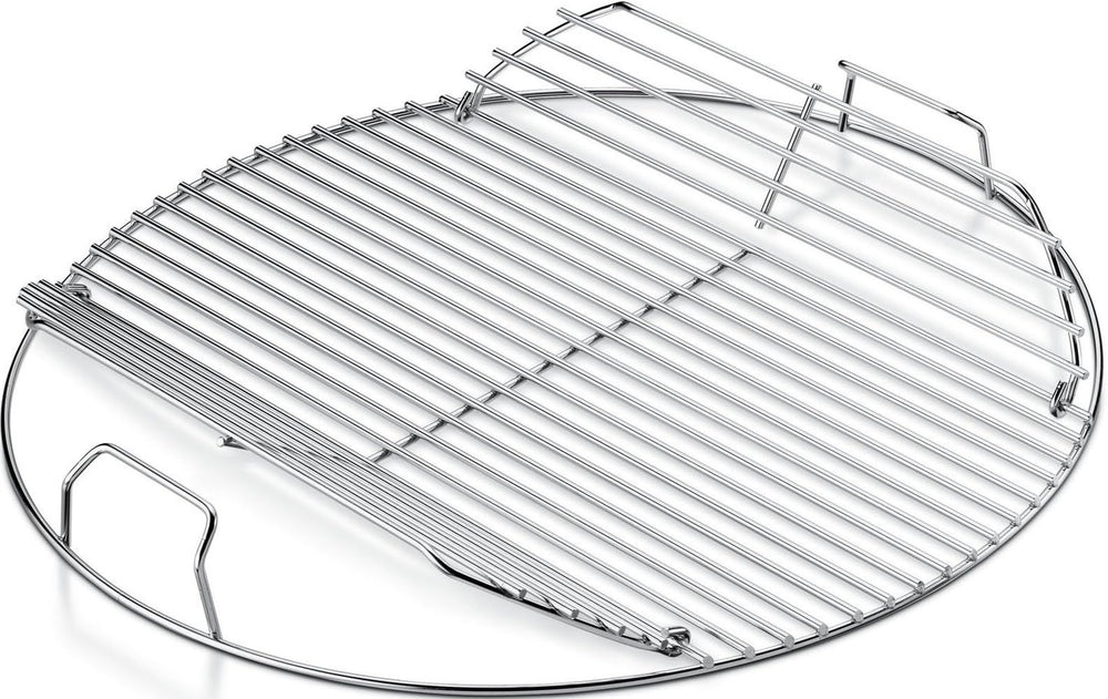 Weber hinged grate front view showing sturdy plated-steel and easy access