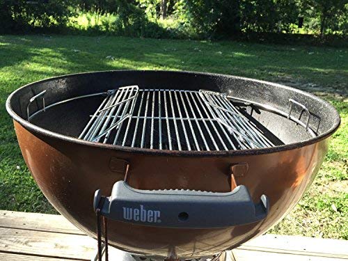 Weber grate installed on 22-inch kettle enabling quick charcoal access
