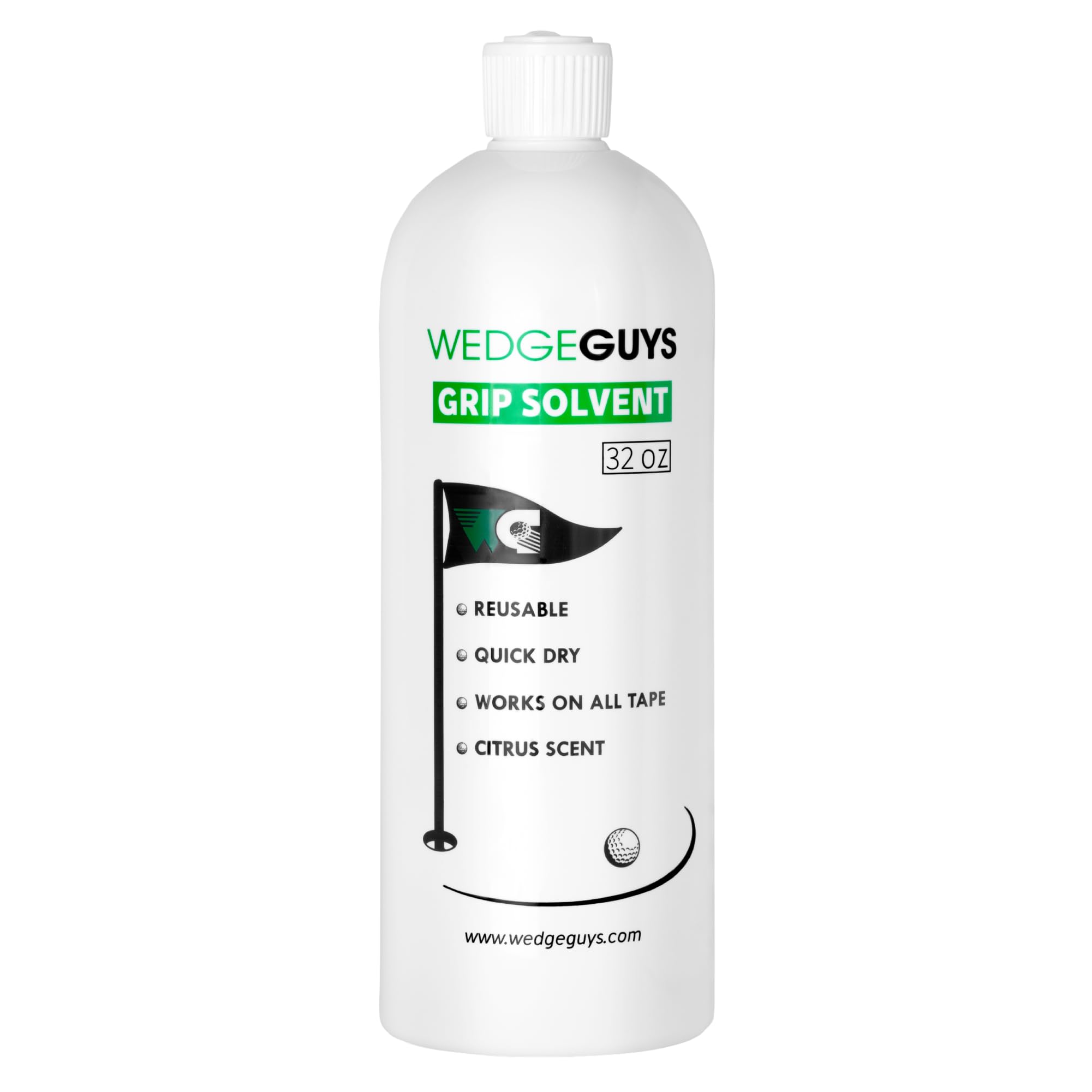 Wedge Guys front bottle view showing label and convenient applicator for easy regripping