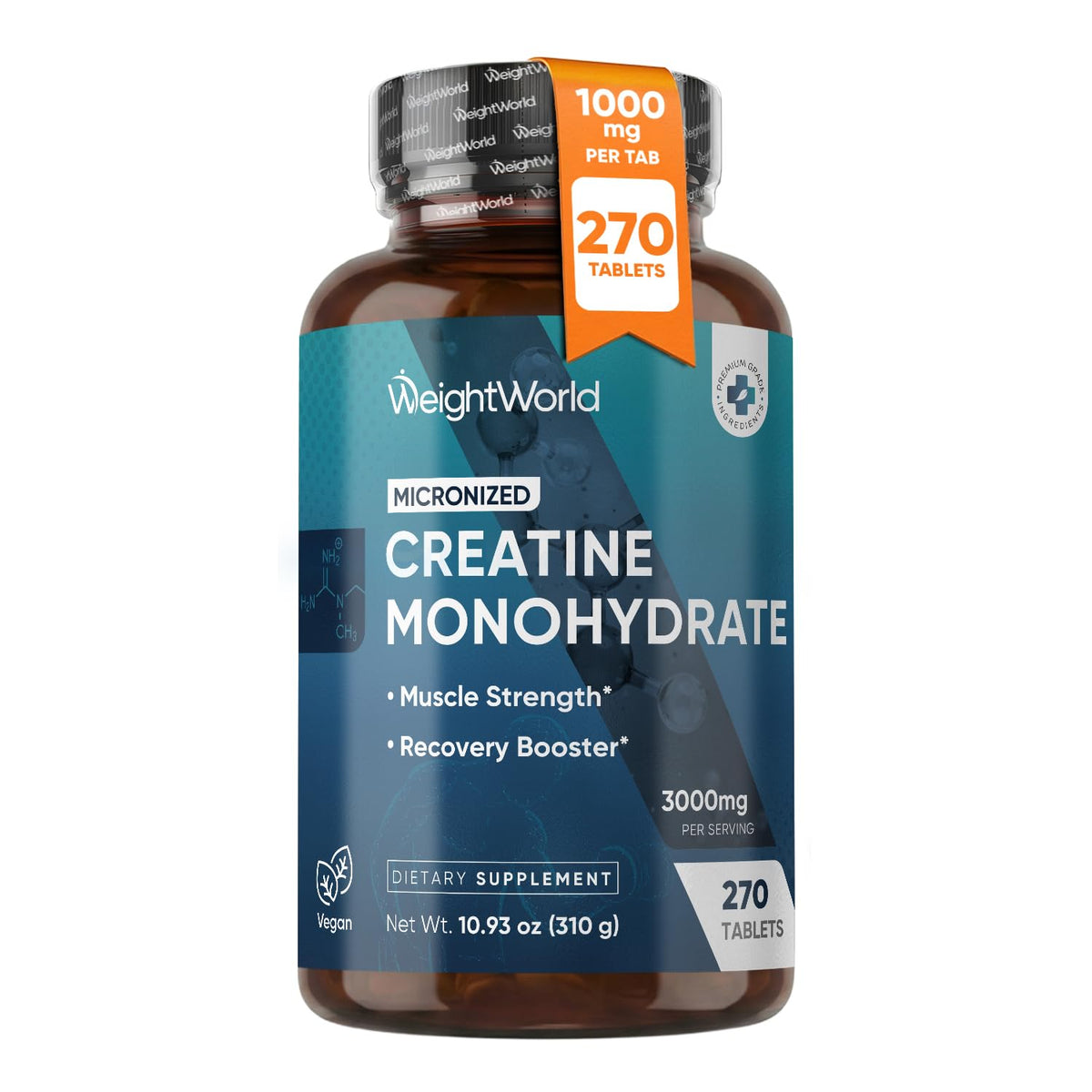 WeightWorld bottle front view showing tablet count and convenient supply