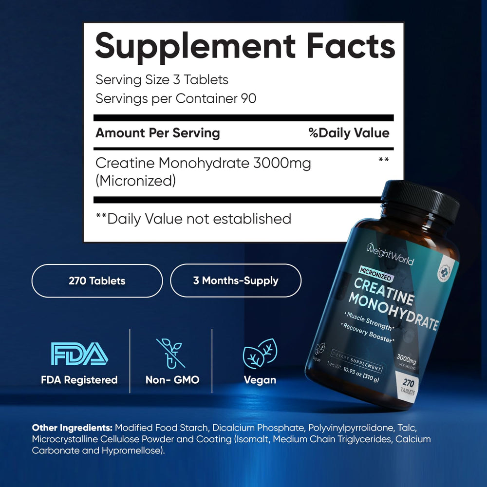 WeightWorld open bottle revealing tablets and three-month supply benefit