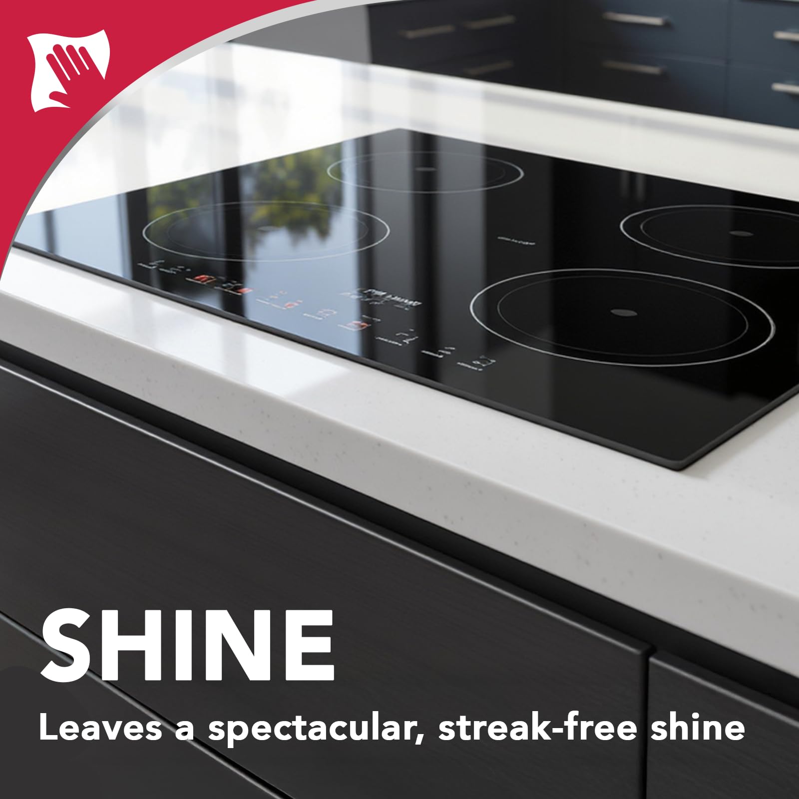 Weiman cleaner on glass cooktop removing grease for streak-free shine