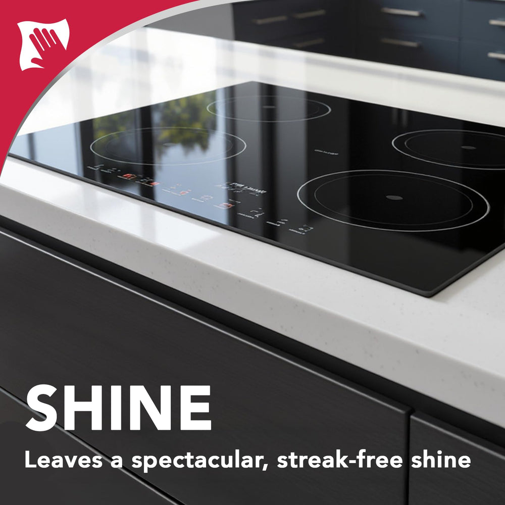 Weiman cleaner on glass cooktop removing grease for streak-free shine