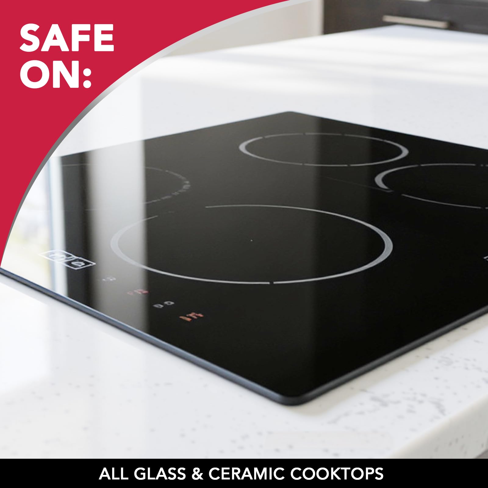 Weiman being used on induction range for safe, non-abrasive cleaning