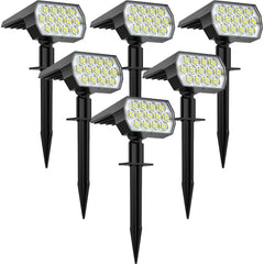 WELALO front view of six solar spotlights showing full outdoor lighting benefit