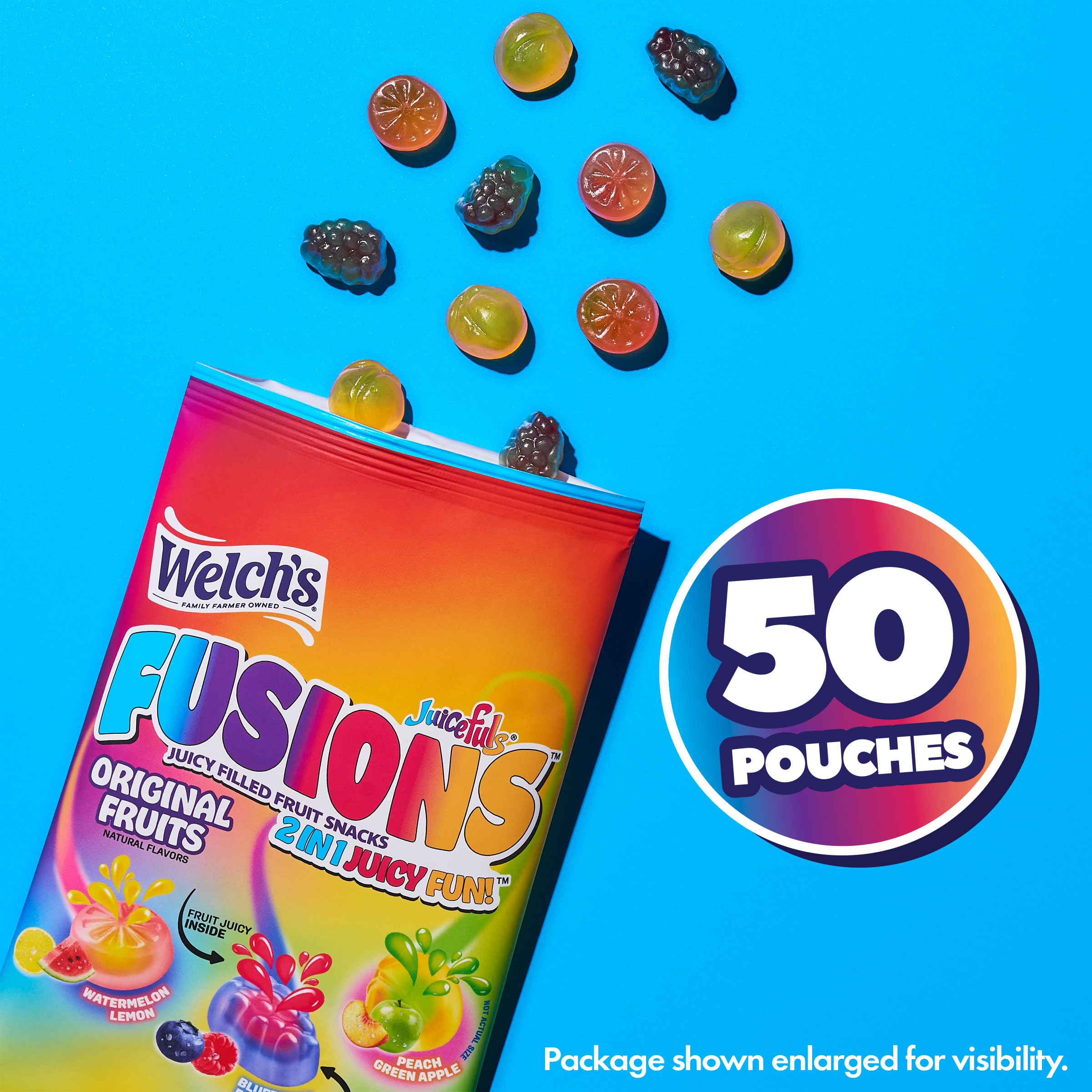 Welch's single pouch inside a backpack pocket, portable snack for travel