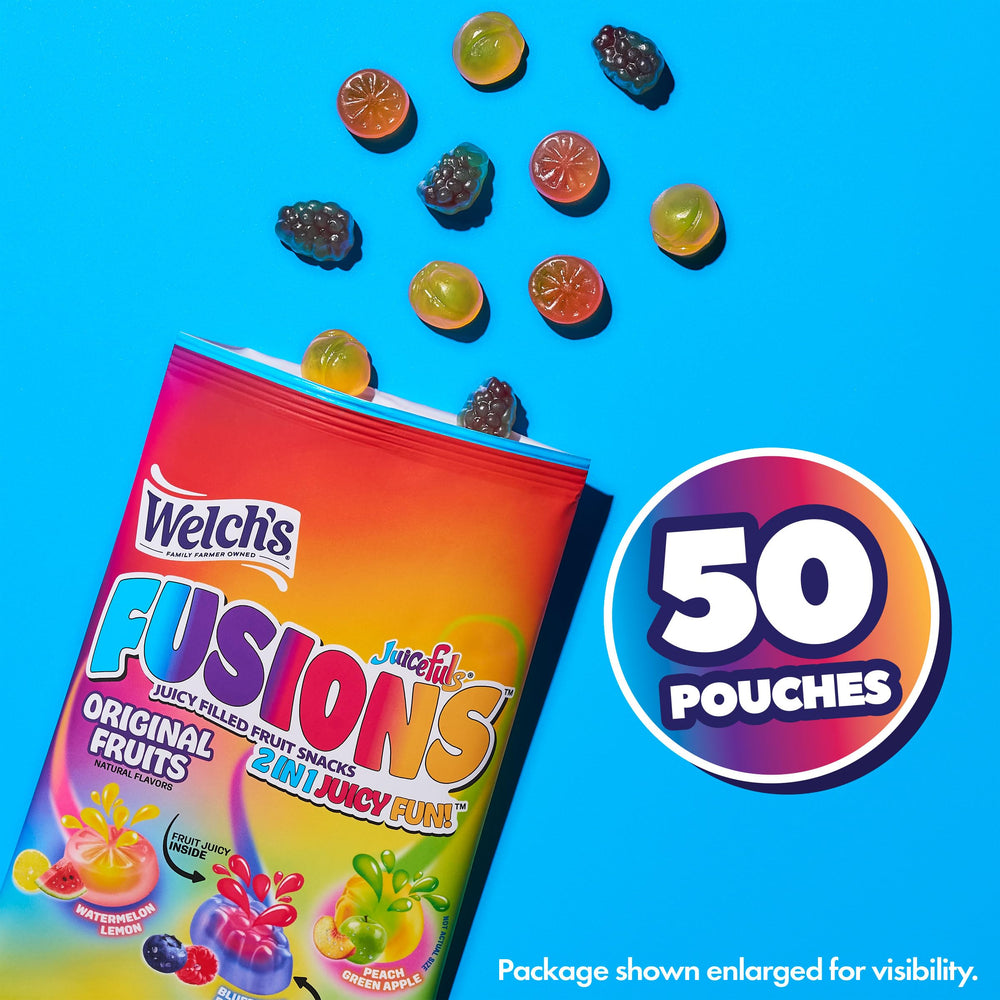Welch's single pouch inside a backpack pocket, portable snack for travel