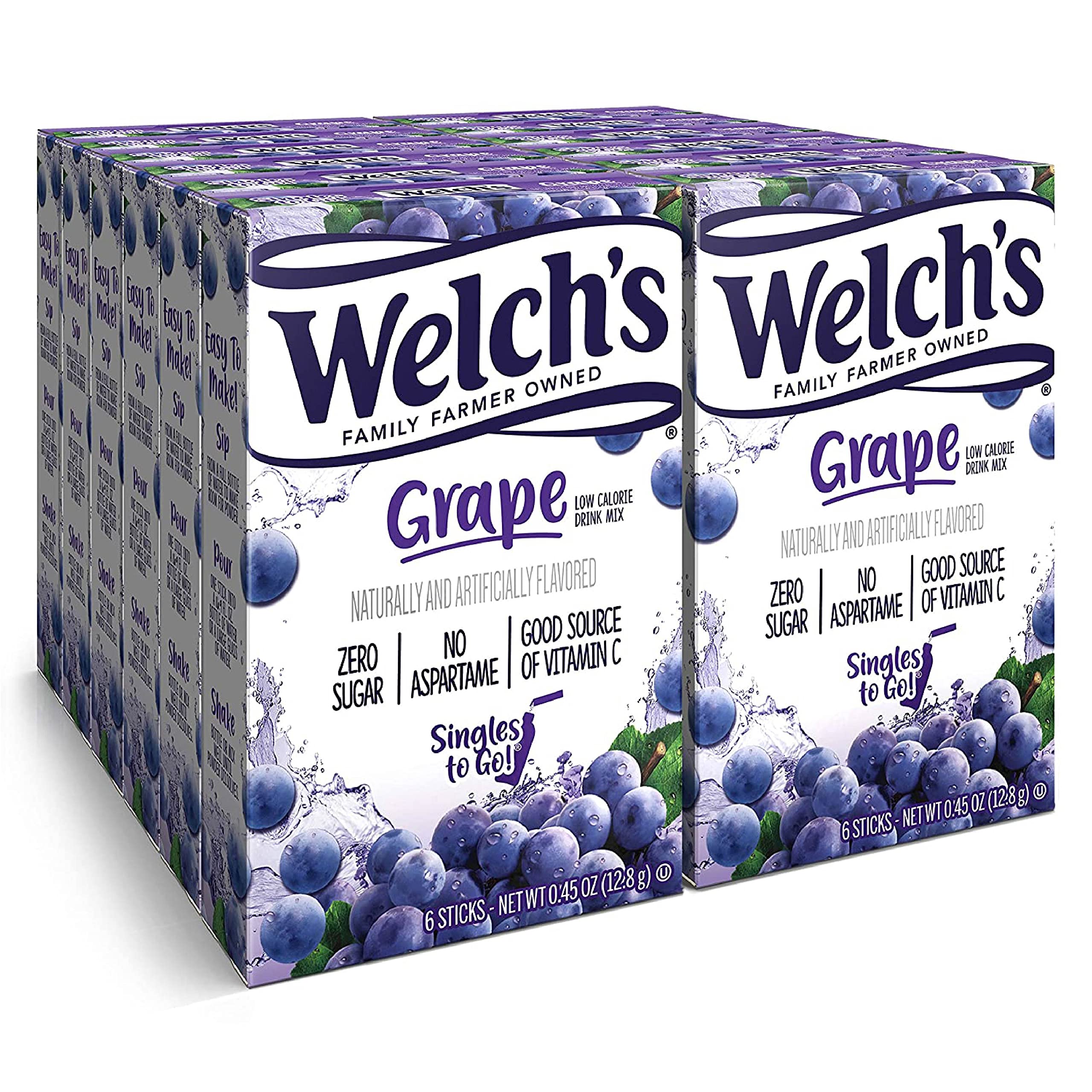 SINGLES TO GO! Welch's front packaging showing 72 packets for convenient servings