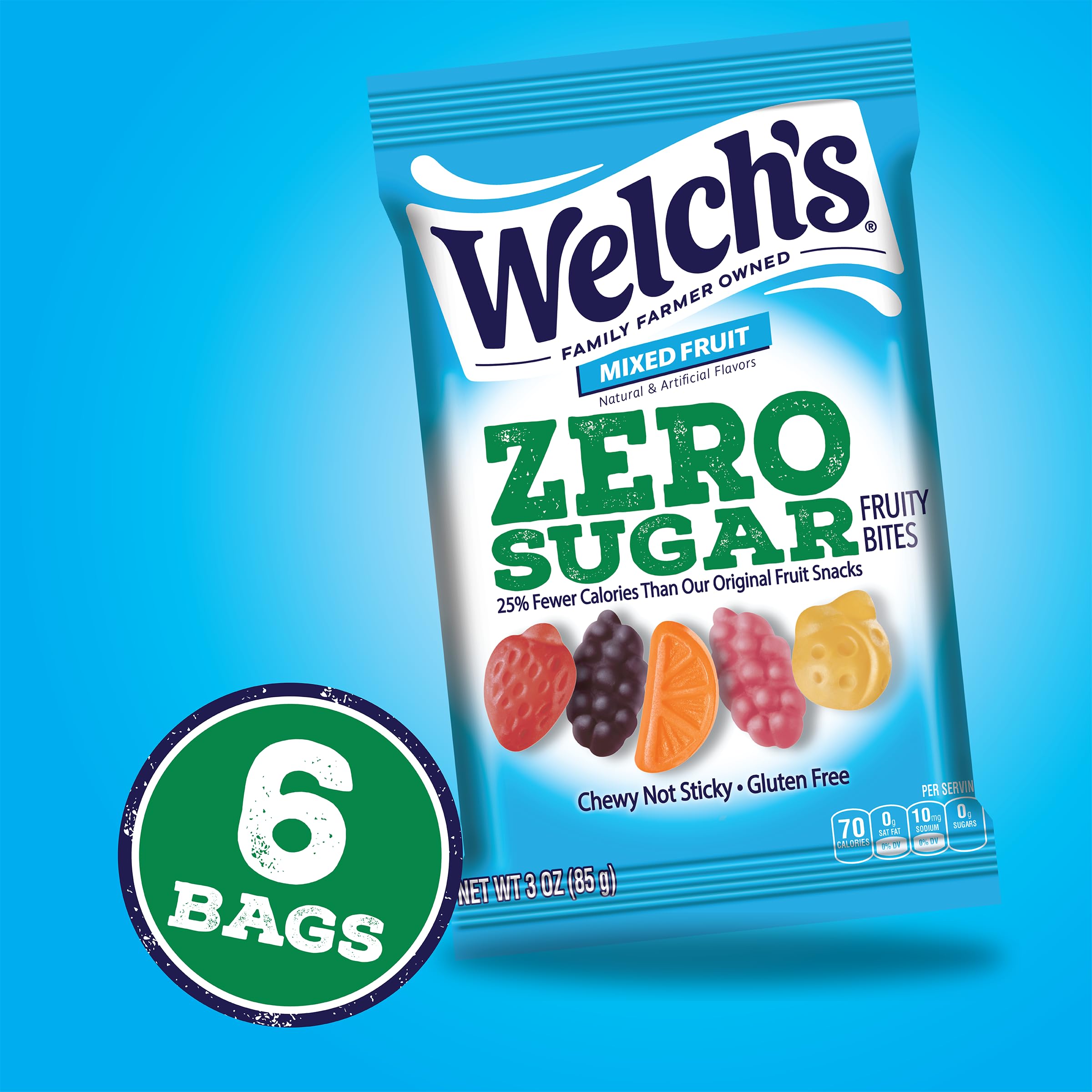 Welch's close-up texture shot highlighting chewy fruity bite satisfaction