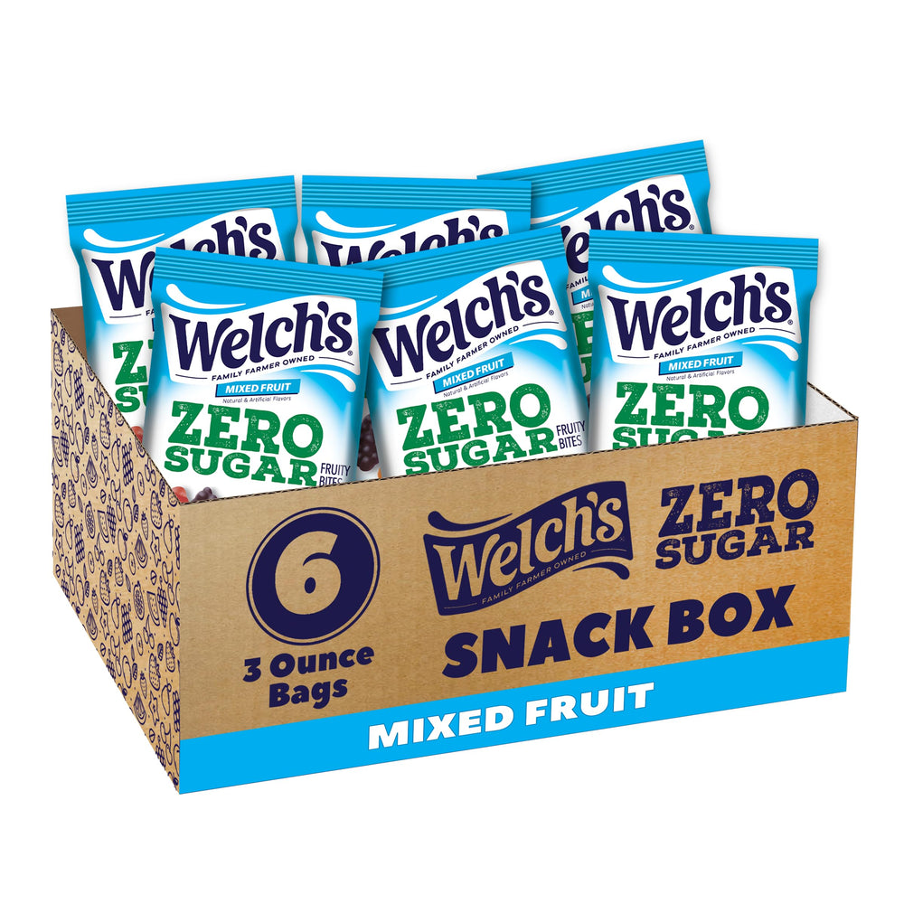 Welch's front packaging showing zero sugar benefit and mixed fruit