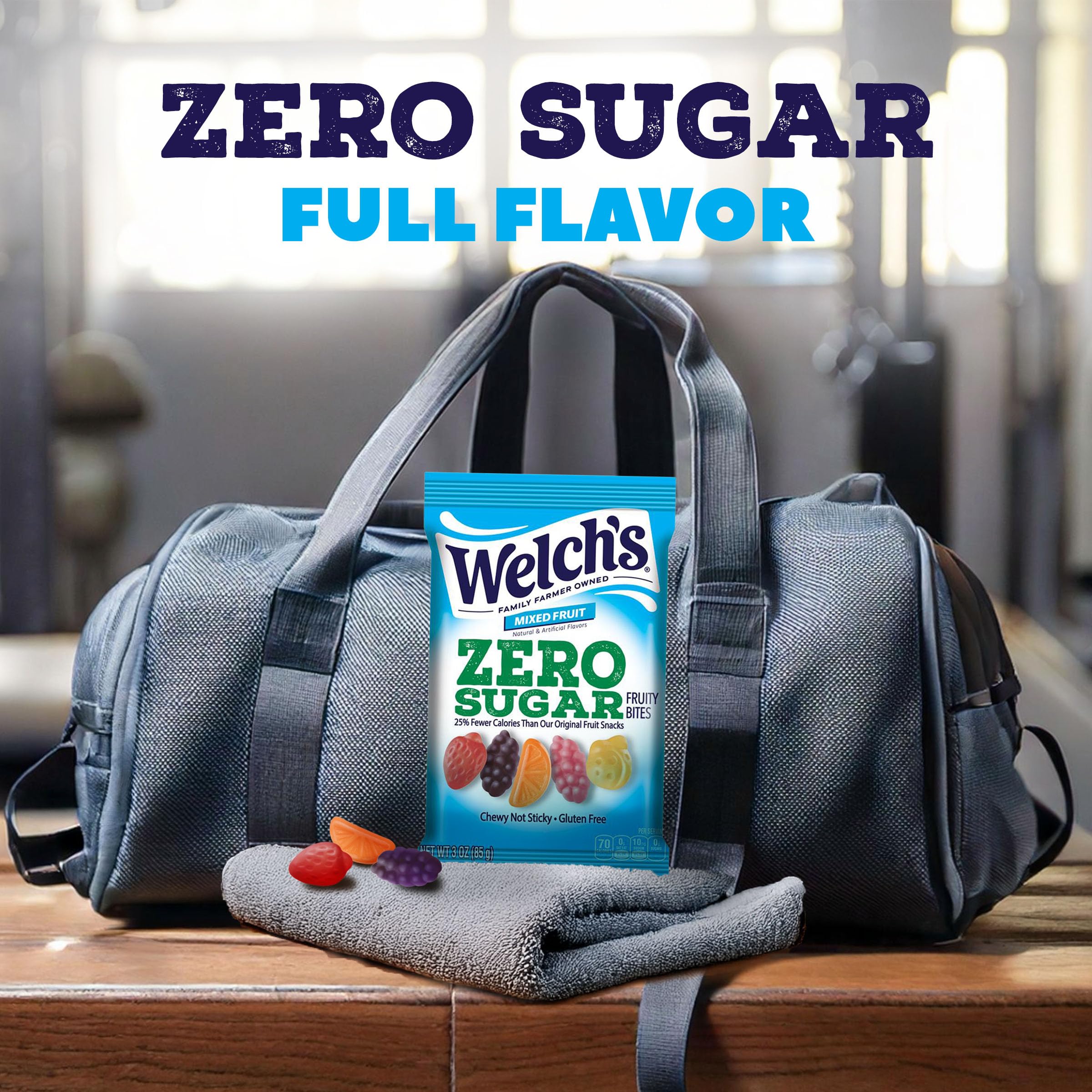 Welch's snack pouch in hand illustrating compact 3 oz size portability