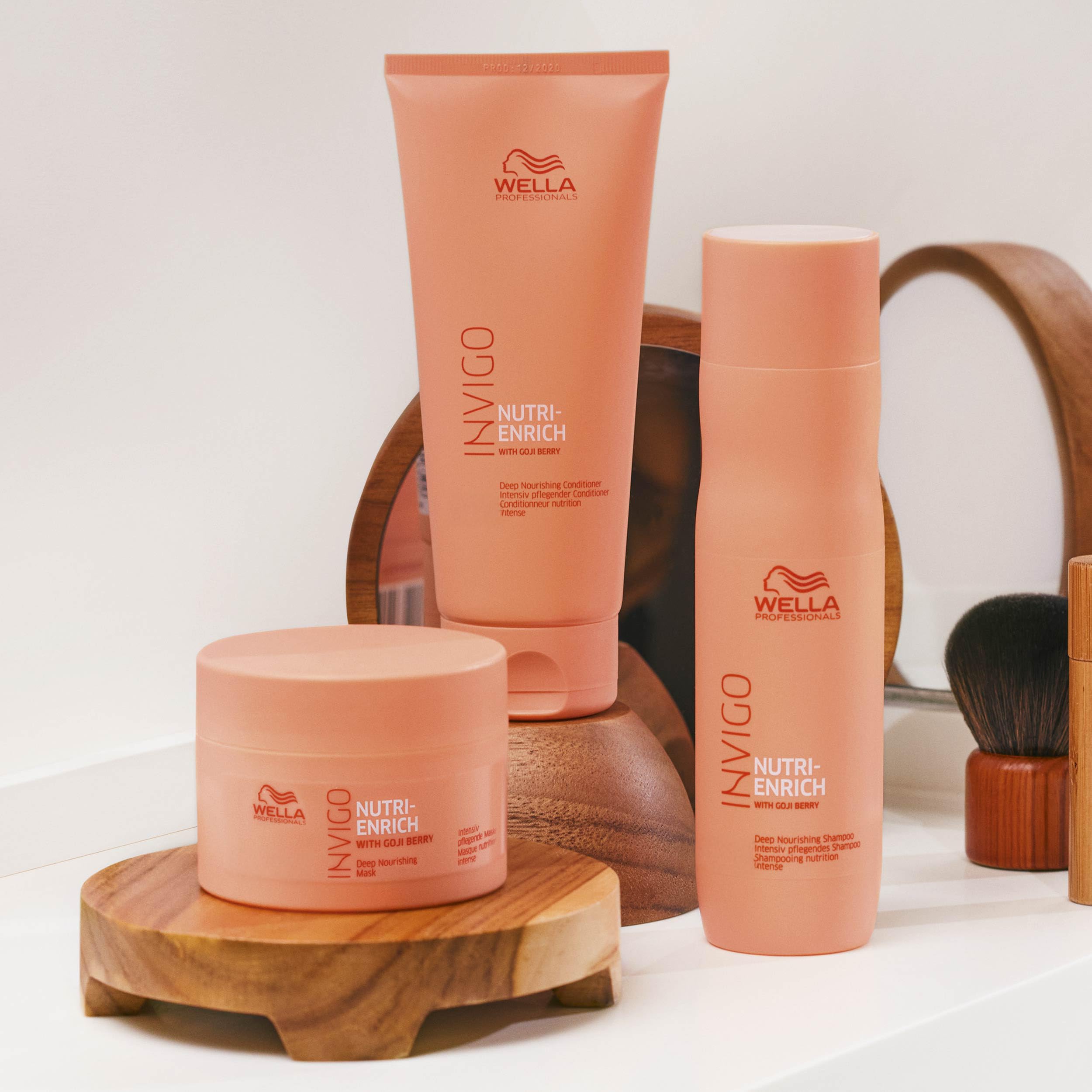 Wella Professionals paired with conditioner to show complete Nutri-Enrich routine benefit