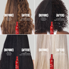 Wella Professionals before and after hair comparison showing improved smoothness