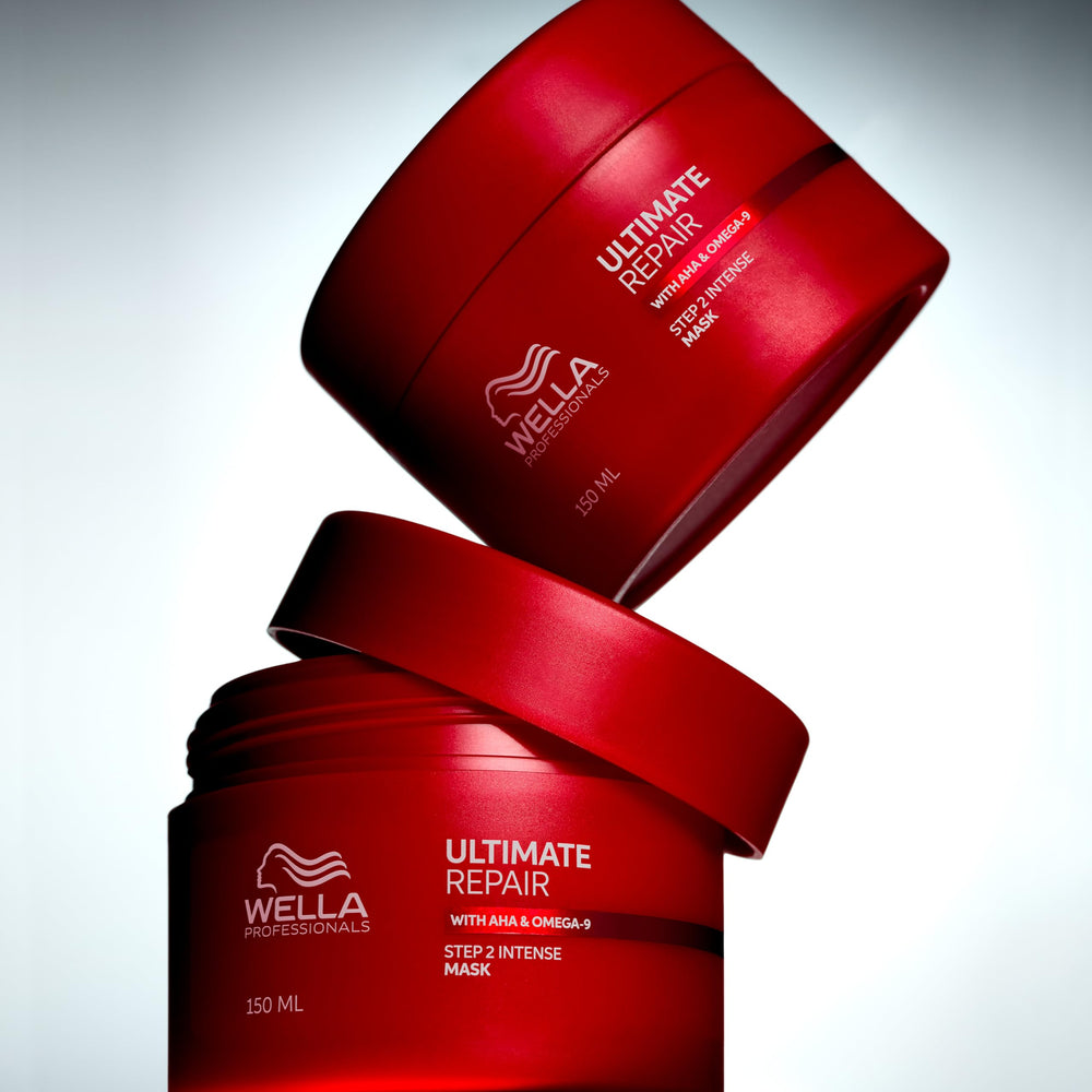 Wella Professionals jar next to hand demonstrating real product size