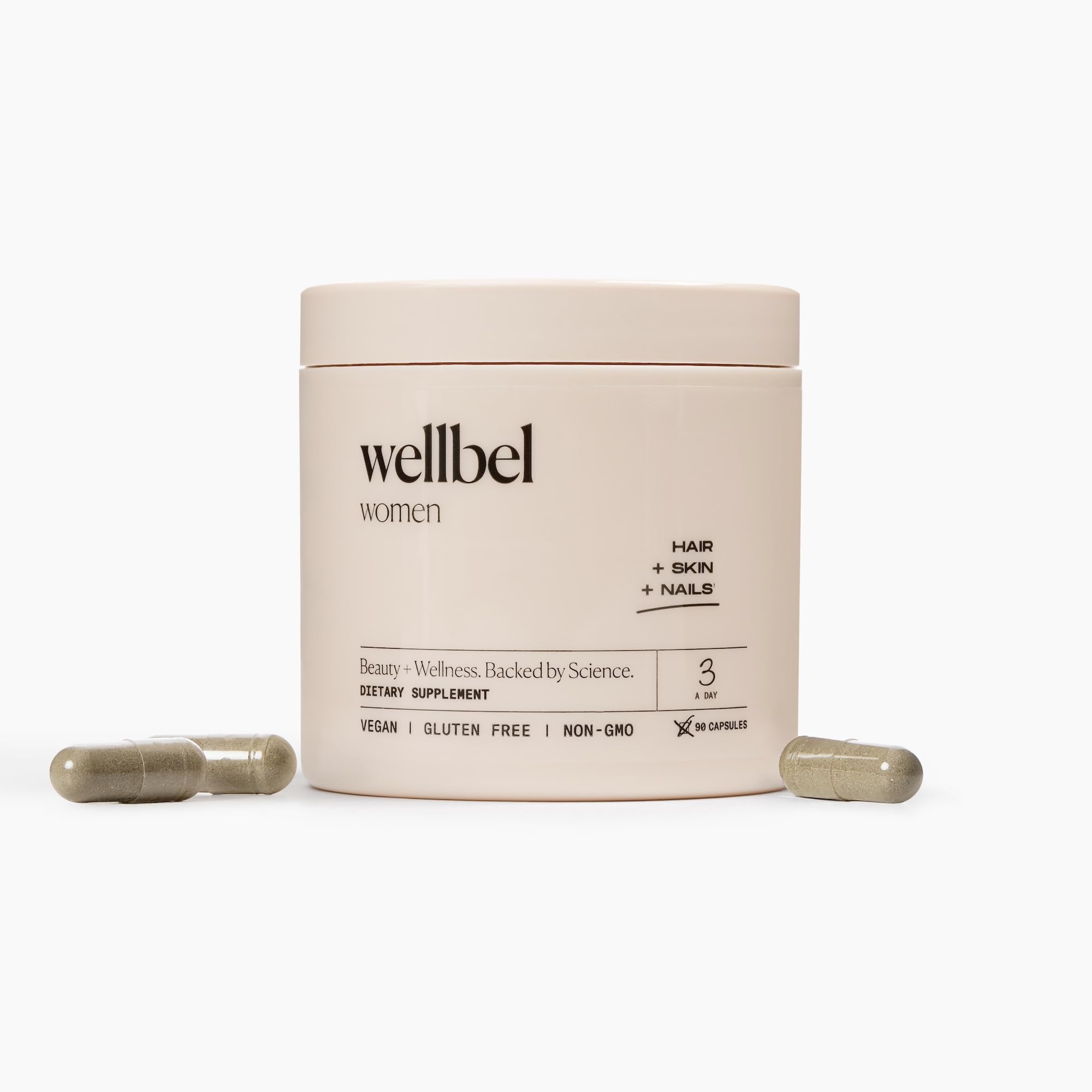 WELLBEL front label view showing clean supplement branding and benefits