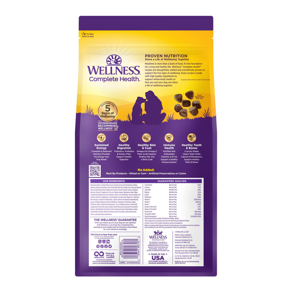 Wellness 5 lb bag on pantry shelf for easy storage