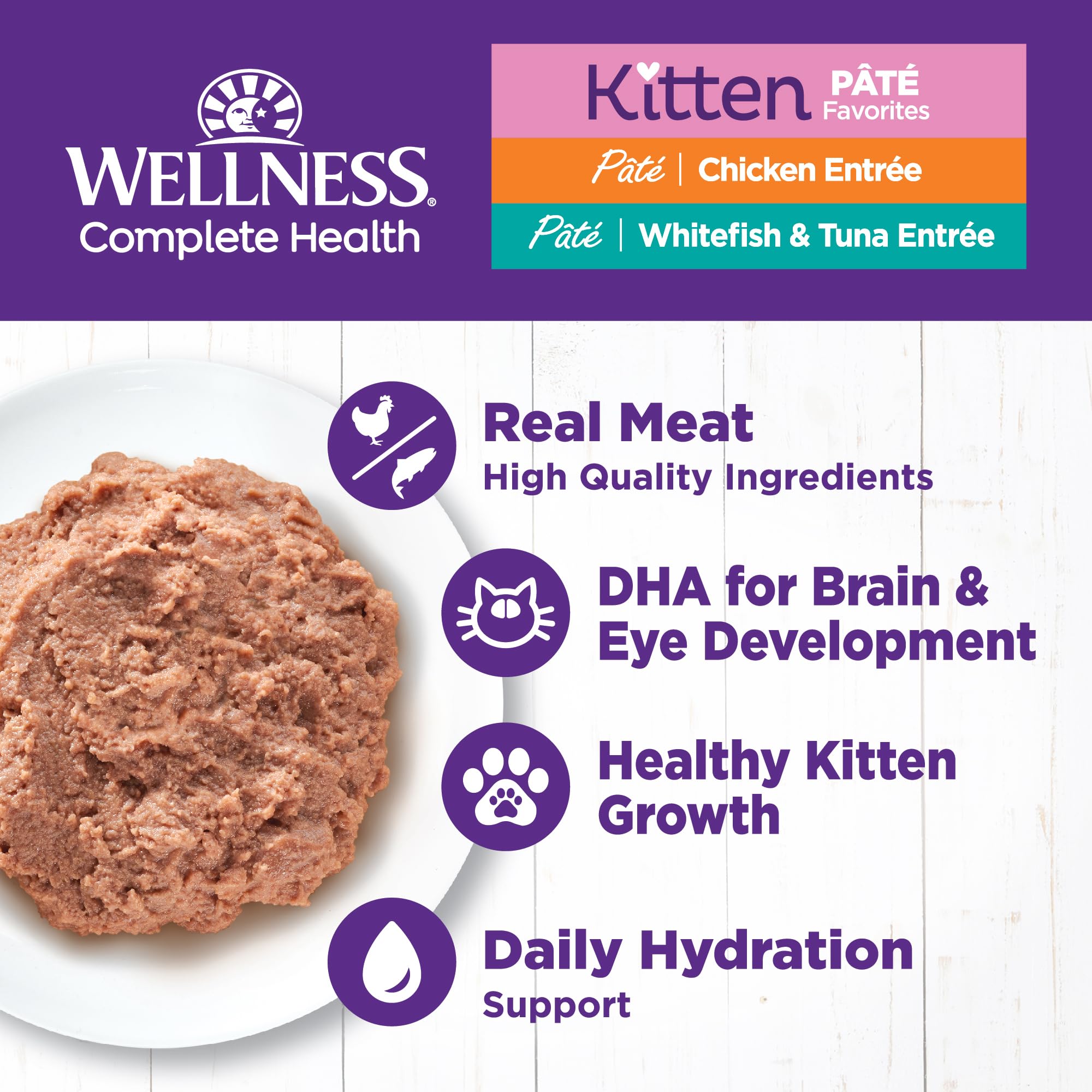 Wellness chicken pate close-up texture showing moist protein-rich consistency