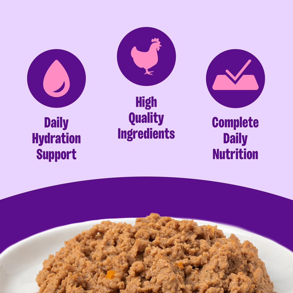 Wellness chicken pate open can texture highlighting smooth, appetizing pate