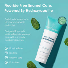 Wellnesse tube cap and clear label highlighting fluoride-free, travel-friendly design